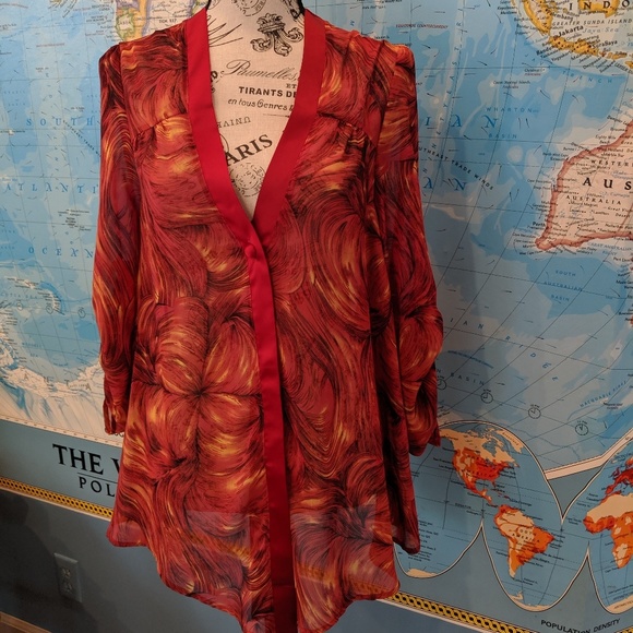 VTG NWT Flouncy Fall Blouse w Button - Picture 8 of 8